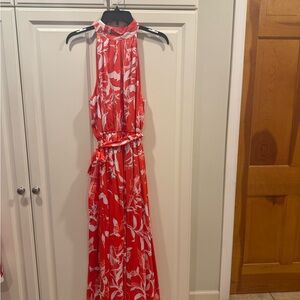 Worthington Vibrant Orange and White Maxi Dress